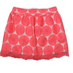 Women’s blue rain, pink floral miniskirt size large